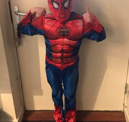 Finley Stockhill dressed as Spiderman, sent in by Scott Stoockhill