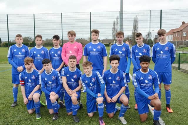 Yaxley Lynx Under 18s are pictured before their 5-1 win against Netherton Blue Jays. They are from the left, back, Harry Jones, Charlie Matthews, Matt Dale, Miles Shire, Aaron Goldstraw, Rob Ilsey, Charlie Farrant, Adam Newton, front, Sam Royle, Lewis Wright, Billy Robinson, Liam Sanderson, Alessio Russo and Lewis Pereira.