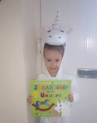 Jade Butler sent us this photo of her  daughter Jamie-leigh dressed as a unicorn for World Book Day