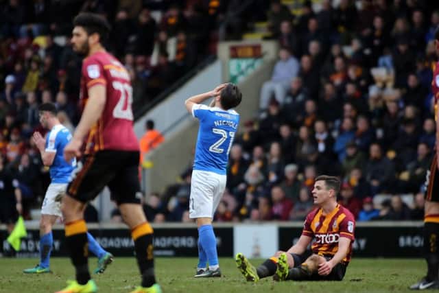 Posh striker Tom Nichols can't believe he hasn't scored at Bradford City. Photo: Joe Dent/theposh.com.