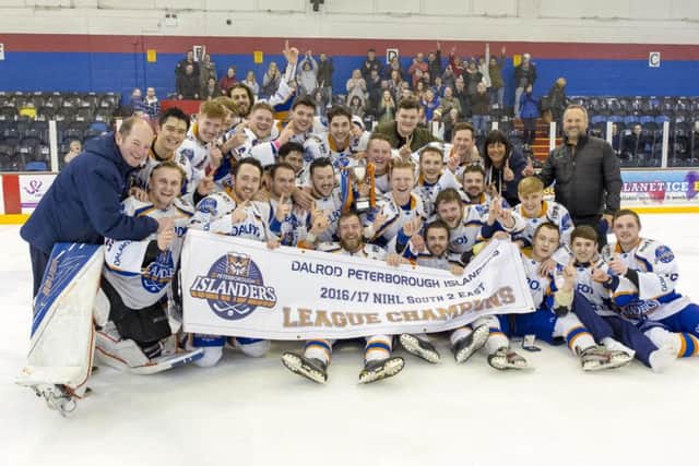 Peterborough Islanders celebrate their title triumph. Photo: Tom Scott.