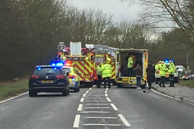 The scene of the crash on the A15. Photo: Matthew Kelly