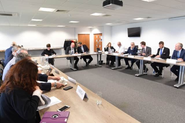 First meeting of the shadow authority for combined devolution at the Abax Stadium. EMN-161214-145822009