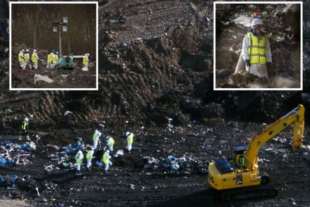 Specialist search team searching the Milton landfill site in Cambridge for the body of missing RAF serviceman Corrie McKeague. Photo: SWNS
