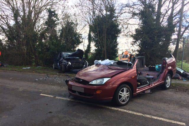 The scene of the collision. Photo: Cambs Fire and Rescue