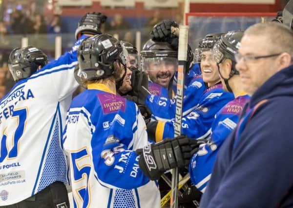 Phantoms celebrate during their EPL Cup semi-final victory over Telford. Picture: Tom Scott