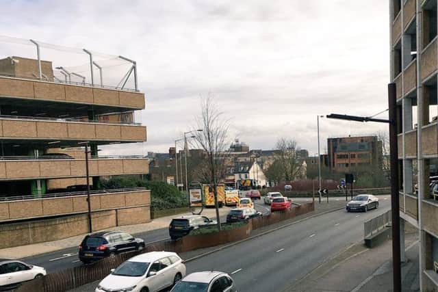 Police and ambulance crews attending incident southbound at Queensgate roundabout