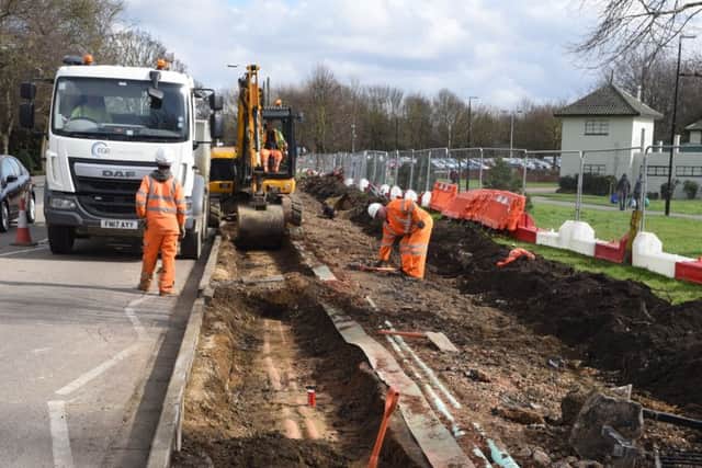 Roadworks at Bishops Road, outside the Lido