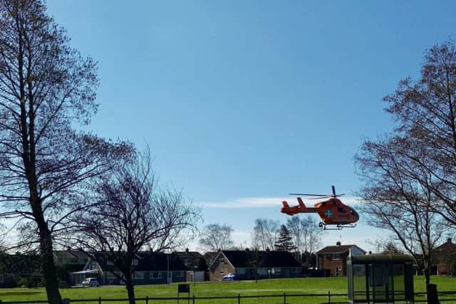 The Magpas air ambulance in Stanground