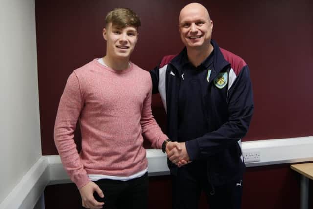 Harry Limb with  Burnley Academy Manager Jon Pepper.