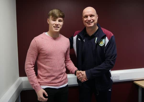 Harry Limb with  Burnley Academy Manager Jon Pepper.