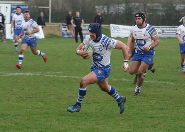 Nico Defeo on the way to the try-line for the Lions at Bedford Athletic. Picture: Mick Sutterby