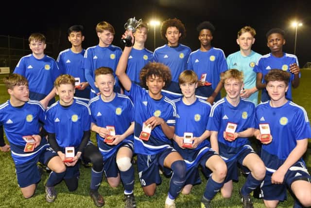 Peterborough Sports Under 15s after winning the League Cup.