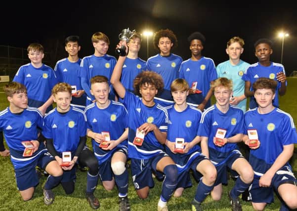 Peterborough Sports Under 15s after winning the League Cup.