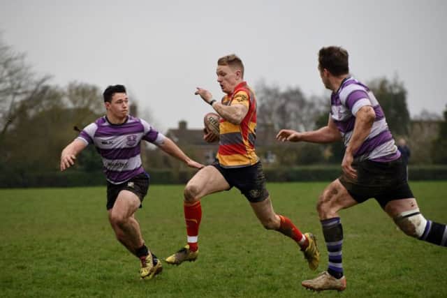 Joe Andresen races in for a try for Borough against Stamford. Picture: Kevin Goodacre