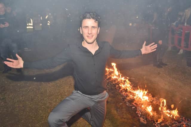 Firewalkers at the Three Horseshoes at Yaxley. Joseph Valente taking part. EMN-171203-123041009