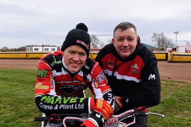 Panthers skipper Ulrich Ostergaard with promoter Ged Rathbone. Photo: David Lowndes.