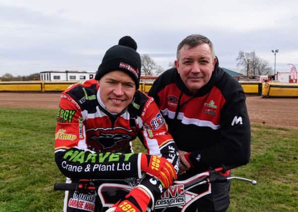 Panthers skipper Ulrich Ostergaard with promoter Ged Rathbone. Photo: David Lowndes.