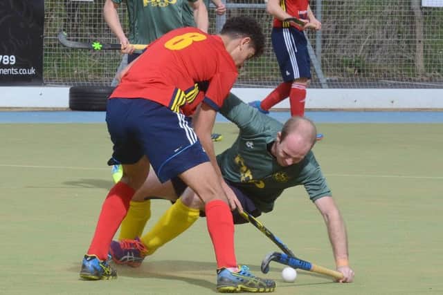 Action from City of Peterborough's 4-4 draw with Letchworth (green). Photo: David Lowndes.