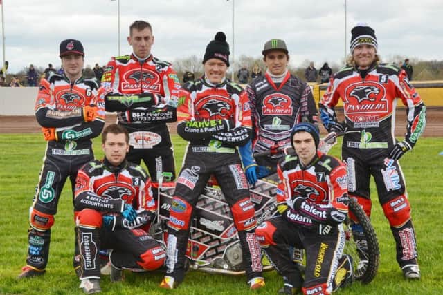 The Peterborough Panthers team for 2017. From the left they are, back, Bradley Wilson-Dean, Simon Lambert, Ulrich Ostergaard, Jack Holder,  Kenneth Hansen, front, Paul Starke and Tom Bacon.