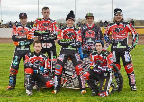 The Peterborough Panthers team for 2017. From the left they are, back, Bradley Wilson-Dean, Simon Lambert, Ulrich Ostergaard, Jack Holder,  Kenneth Hansen, front, Paul Starke and Tom Bacon.