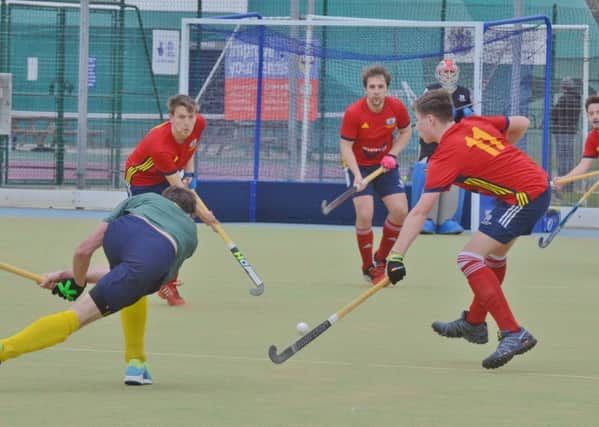 Action from City of Peterborough (red) v Letchworth.