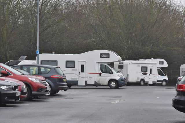 Travellers in Bishop's Road car park previously. EMN-170102-121954009