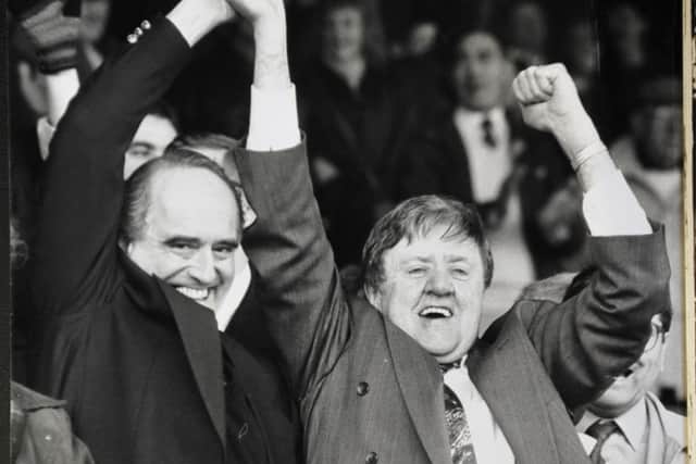 John Devaney (right) was chairman when Posh reached the second tier of English football for the first time in 1992.