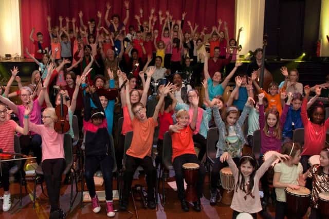 Some of the youngsters taking part in the Image:Whittlesey concert.
