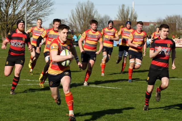 Harry Roe runs in a try for Borough against Belgrave. Picture: Kevin Goodacre