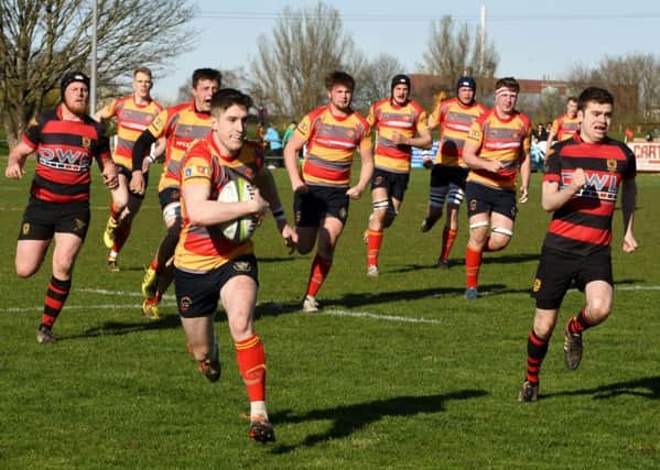 Harry Roe runs in a try for Borough against Belgrave. Picture: Kevin Goodacre