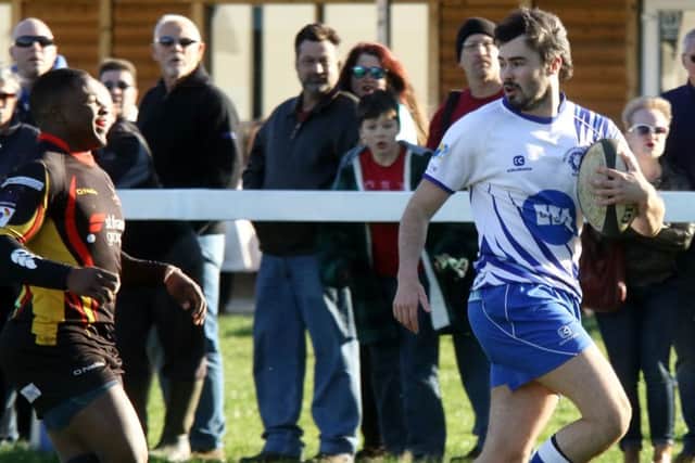 Tom Aviss in action for the Lions against Birmingham. Picture: Mick Sutterby