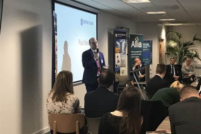 Paul Kenward, managing director of British Sugar, addresses the Food Business Breakfast.