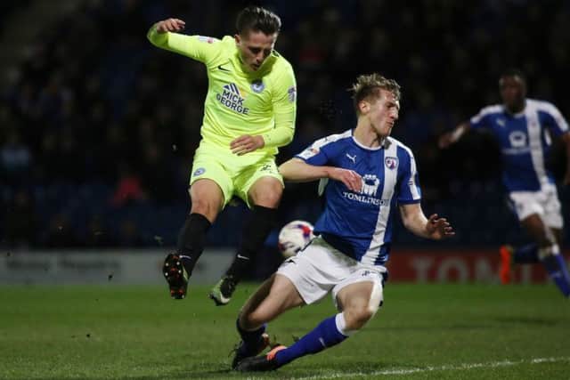 Posh striker Tom Nichols faces a fitness test ahead of the Charlton match. Photo: Joe Dent/theposh.com.