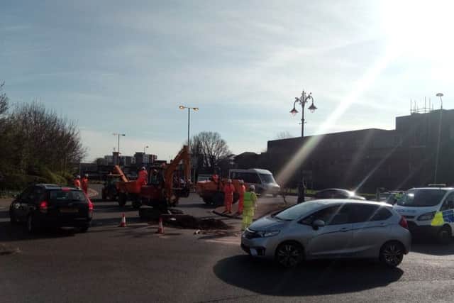 The scene at the Rivergate roundabout