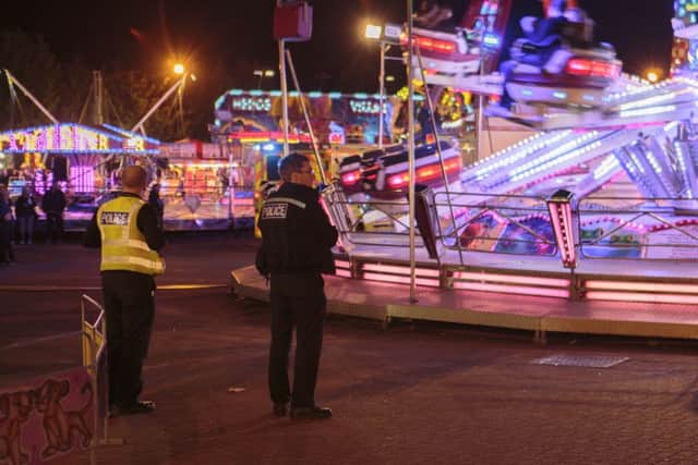 Air Ambulance, Ambulance and Police attend an incident at the fair., Fair, Peterborough 31/03/2017.  Picture by Terry Harris. THA