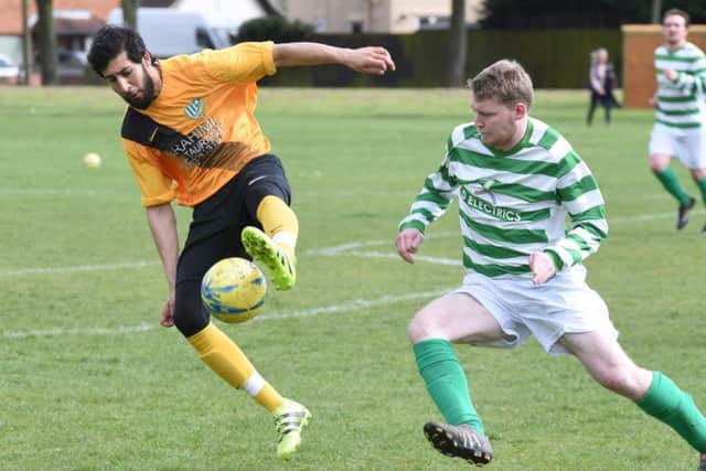 Action from FC Peterborough's 1-0 win over Eye United at Fulbridge Road. Photo: David Lowndes.