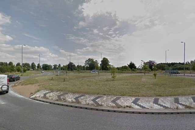 The roundabout on the A47 at Thorney