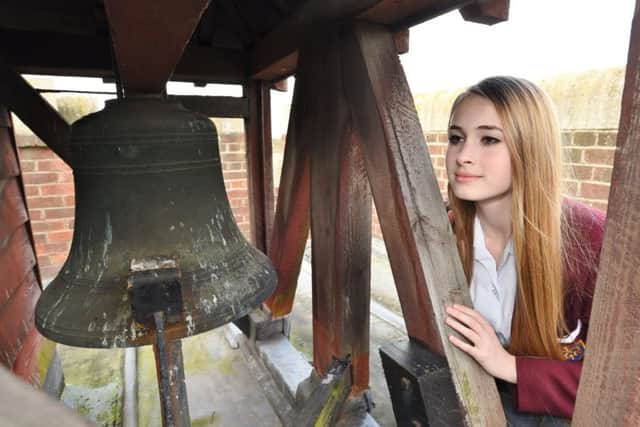 The King's School pupil Celina Worraker (16) who did a skydive to raise cash for the restoration of the school clock in the tower at front of the school. EMN-170504-154626009