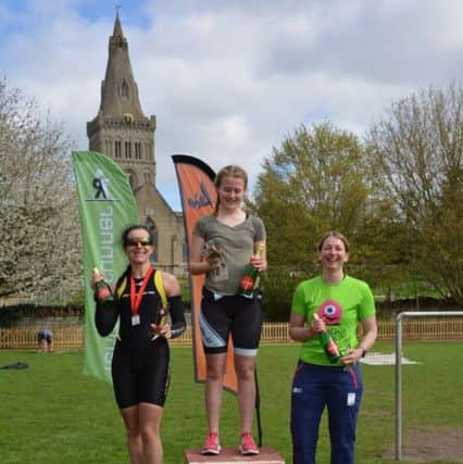 The first three ladies to finish. Picture: Steve Hope