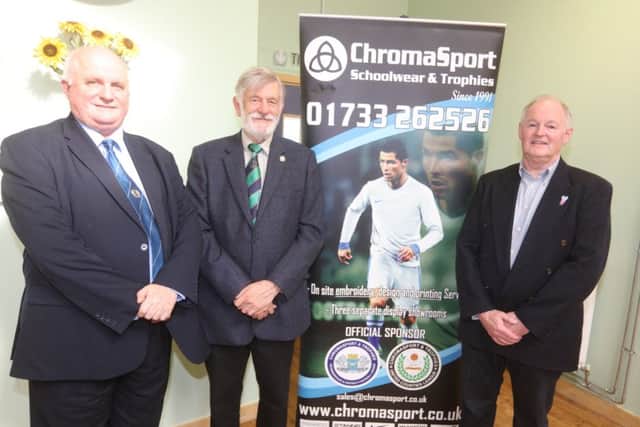 A top team - thats ChromaSport & Trophies, the Peterborough & District League and the United Counties League. From the left are Keith Sharp, John Weeks and Mick Vincent.