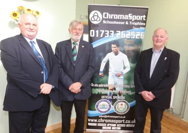 A top team - thats ChromaSport & Trophies, the Peterborough & District League and the United Counties League. From the left are Keith Sharp, John Weeks and Mick Vincent.
