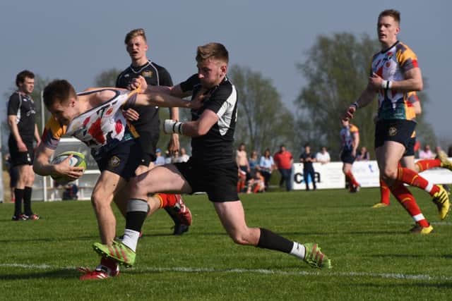 Tom Williams on the way to the try-line for Borough against Market Harborough. Picture: Kevin Goodacre