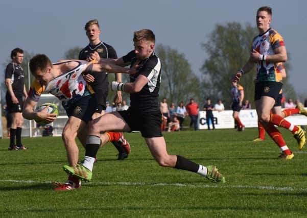 Tom Williams on the way to the try-line for Borough against Market Harborough. Picture: Kevin Goodacre