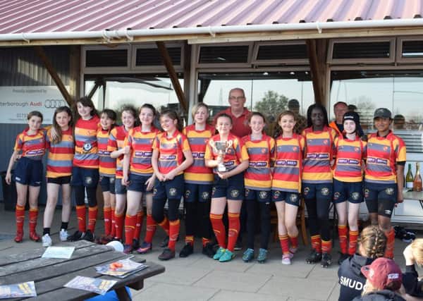 Borough Under 13 girls with club chairman Dick Clark.