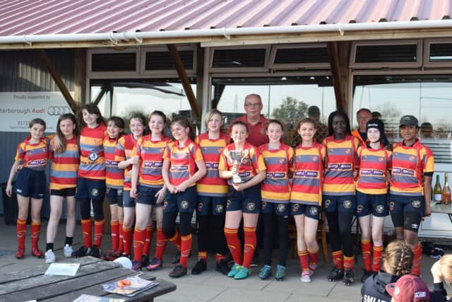 Borough Under 13 girls with club chairman Dick Clark.