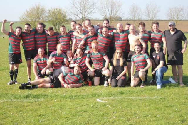 Stamford College Old Boys celebrate their Lincs Cup semi-final victory.