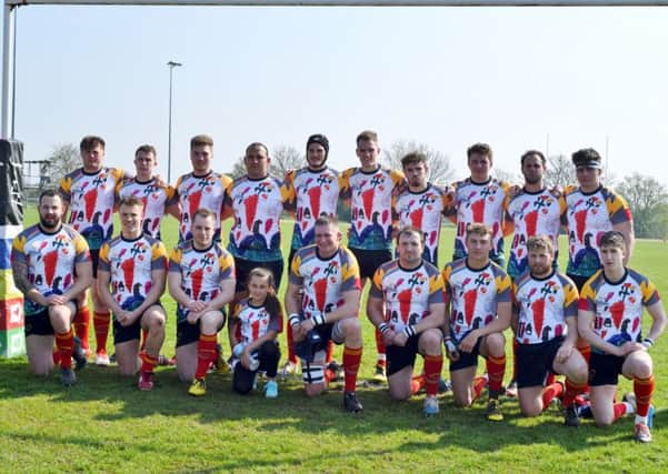 Borough first team in their special shirts designed by Mya Prudent from Little Miracles. Picture: Kevin Goodacre
