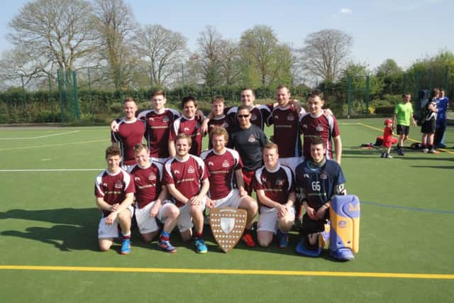The successful Spalding side: back row, left to right, Harry Williams, Harry Vickers, Glenn Richardson, Joe Rogers, James Grant, Michael Morris, Ashley Barker, centre, Graham Allen (manager), front, Sam Sly, Sam Howitt, Robert Dalton, Stuart Cunnington, Tom Everton, Nathan Davy.