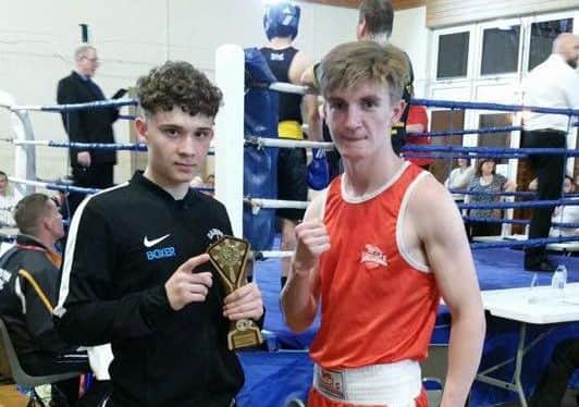 Kacper Kozak (left) after his win in Newmarket.